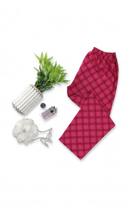 Dark Pink Printed Khaddar Straight Pant